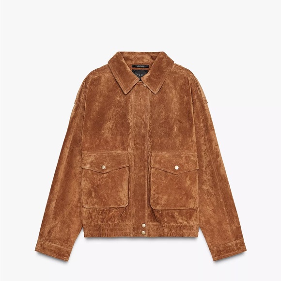 Zara Tan Suede Bomber Jacket - Picture 5 of 5